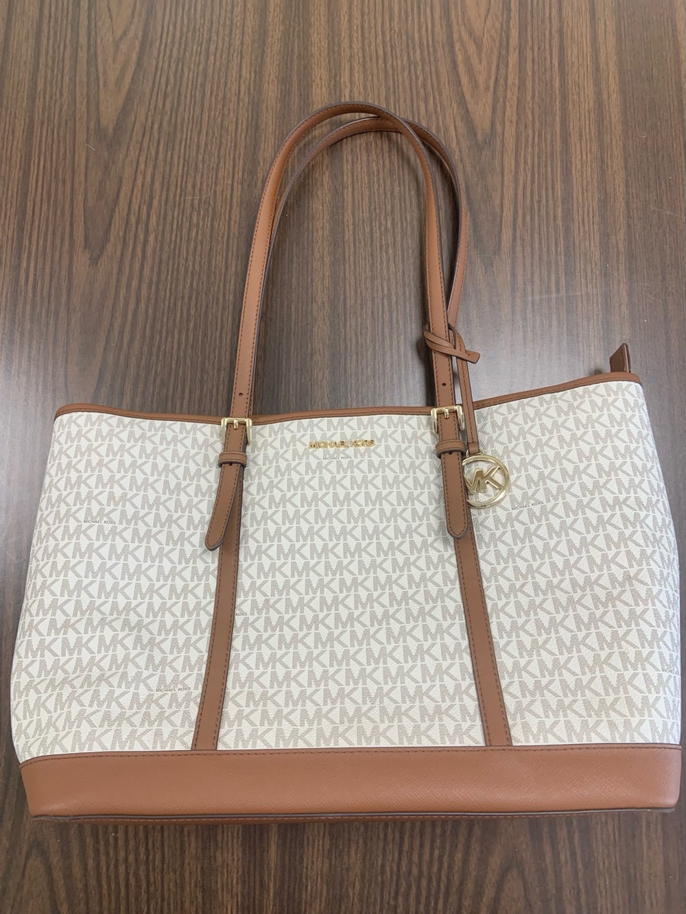 Michael Kors Logo Large Tote with Top Zip